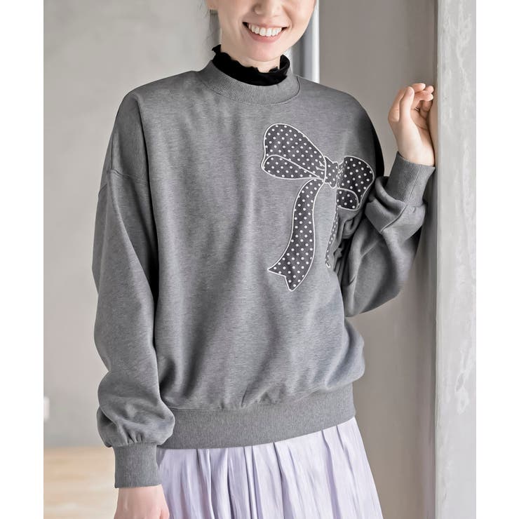 ドットリボンモチーフ裏毛プルオーバー[品番：RPSW0004100]｜rps