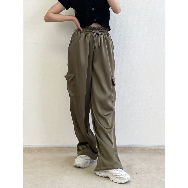 サテンカーゴワイドパンツ レディース 春夏[品番：KH000013713]｜VIVID