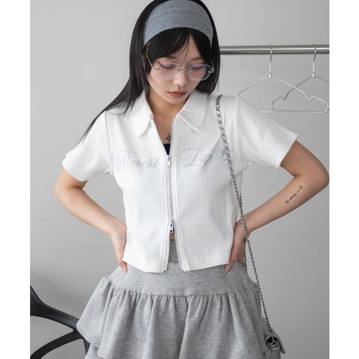 ラインストーンロゴWZIPトップス[品番：WG010093950]｜WEGO【WOMEN