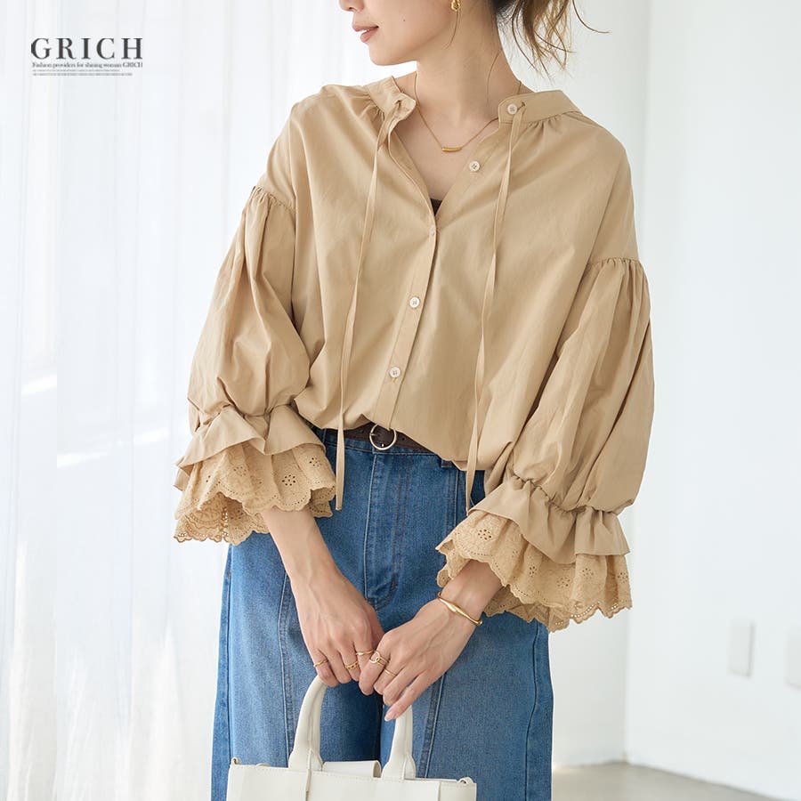 ボリュームフリルスリーブブラウス ブラウス レディース[品番