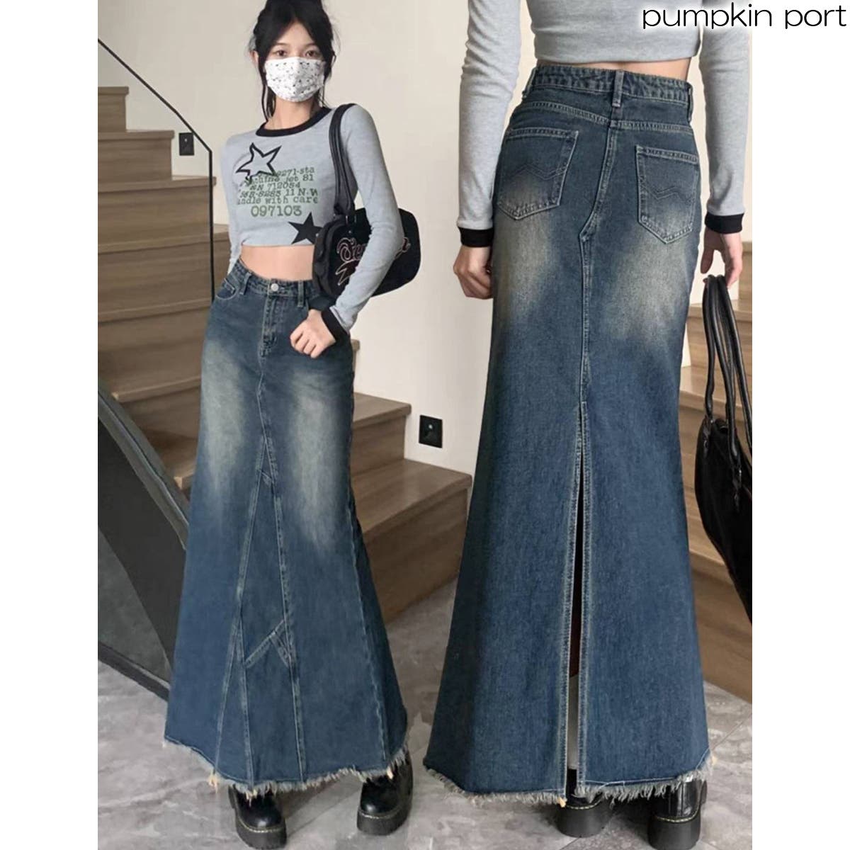 ヴィンテージ リメイク加工 デニムスカート[品番：PPNW0003702