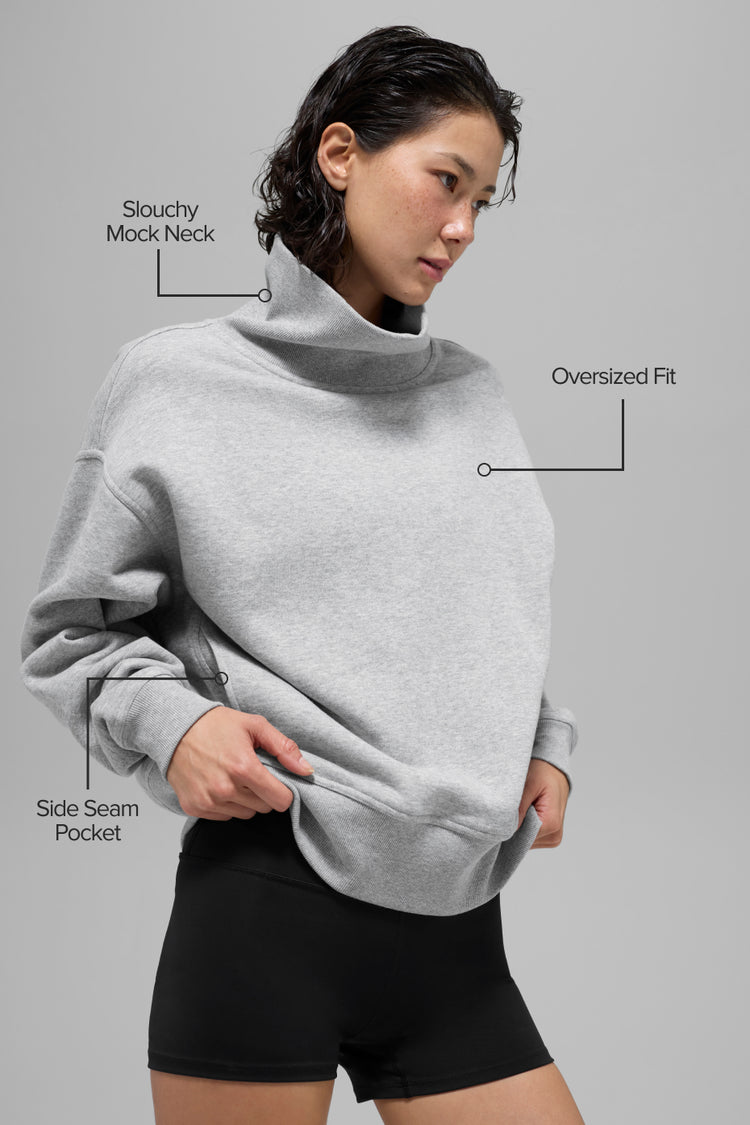 Hazy Mock Neck Pullover - Athletic Heather Grey | ALO