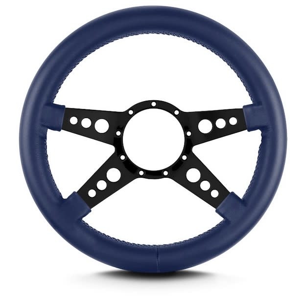 レカラ MK9 ネイビー系レザーステアリング 36.5パイ ポリッシュ
