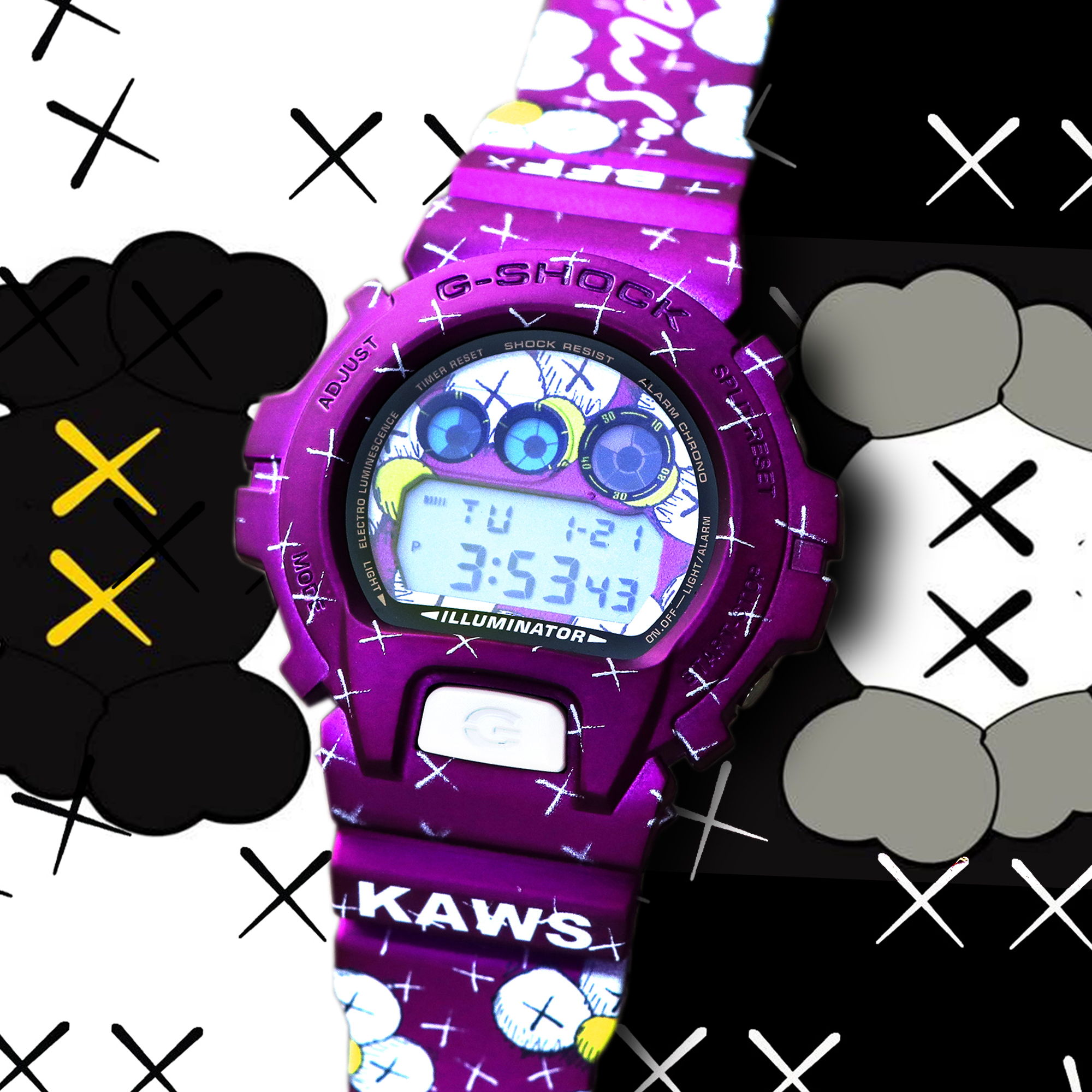 G-Shock DW-6900 Kaws BFF Purple Satin Custom Design Watch – Custom