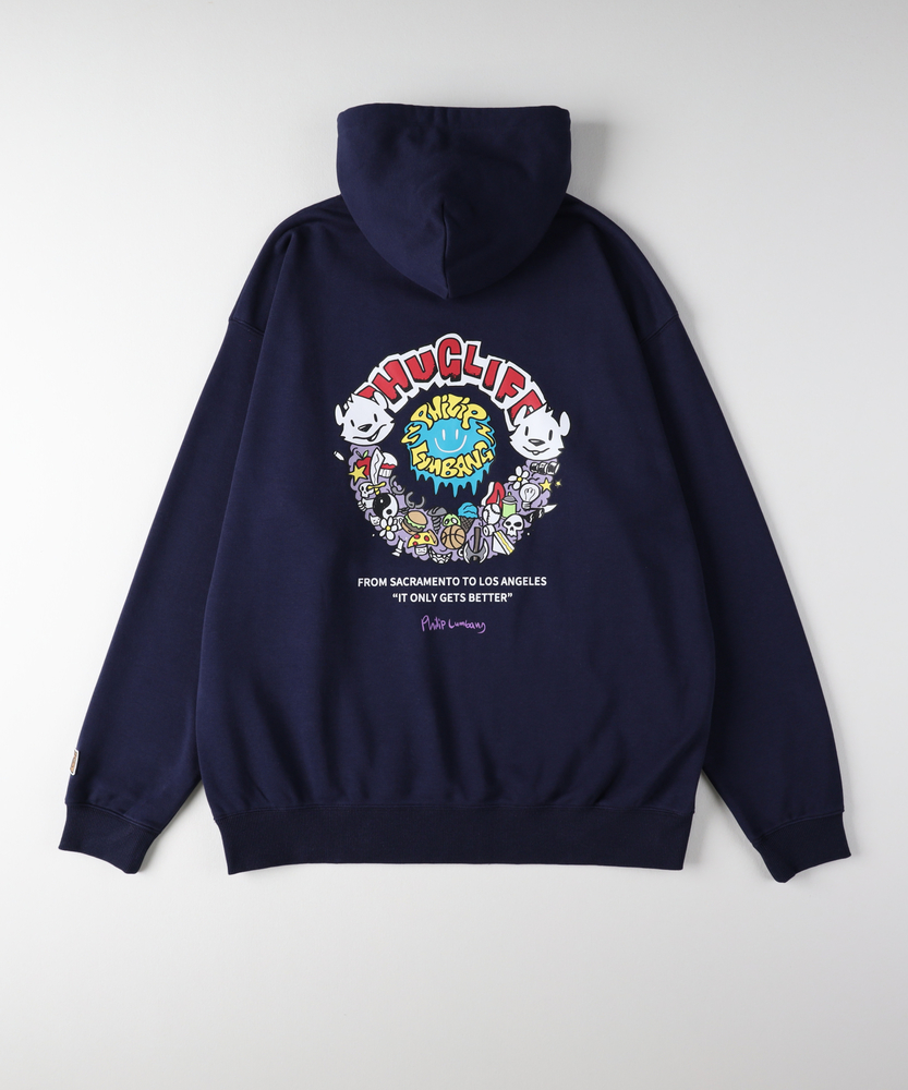 Philip Lumbang」プリントスウェットパーカー(M ネイビー): トップス