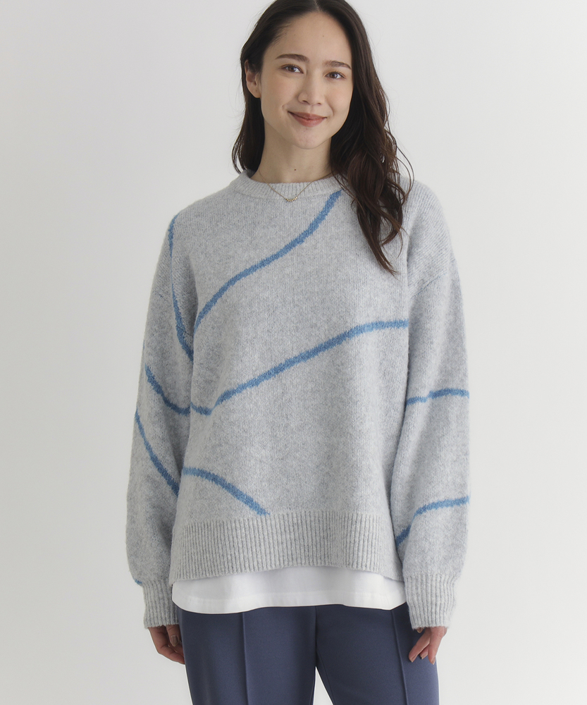 ヘンケイライン柄セーター(S ライトグレー): トップス｜Right-on公式