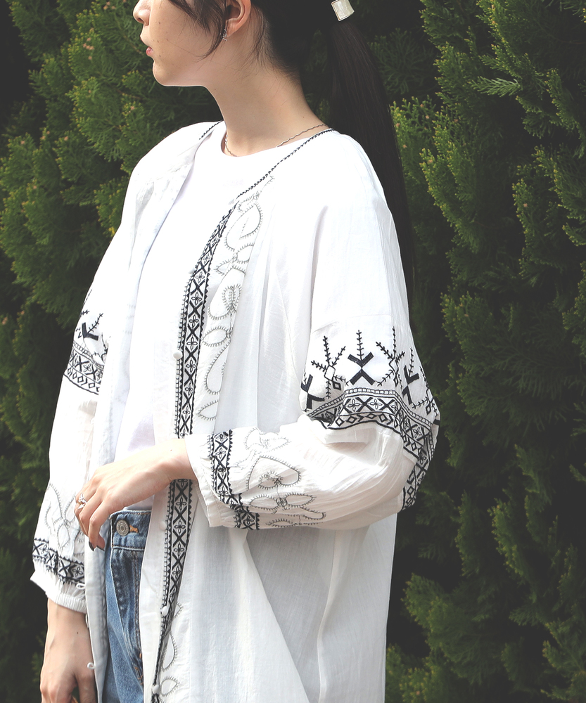 インド刺繍」ワンピース(M ホワイト): ワンピース/チュニック｜Right