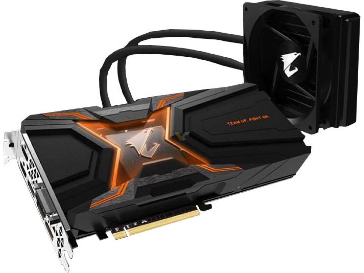 AORUS GeForce GTX 1080 Ti WaterForce Xtreme Edition Card Pictured