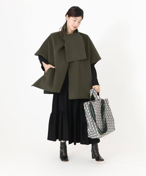 ヴェルメイユパーイエナ ダブルフェイスショートマントコート ポンチョ