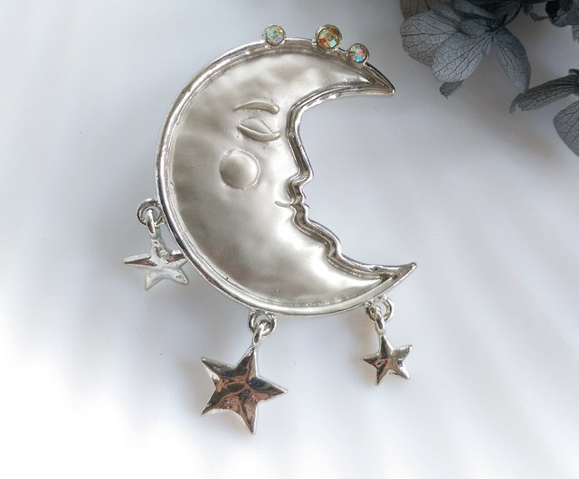 台湾 【西洋アンティークジュエリー】JJ シルバートーン 星・月・月