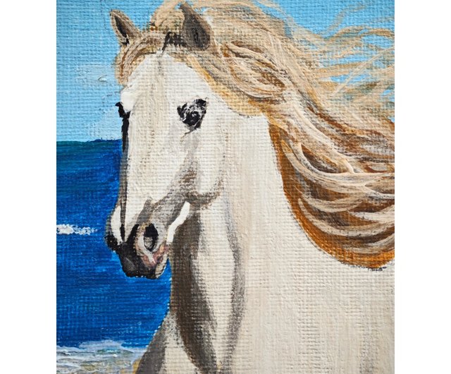 送料無料 30%OFF】スロバキア 海辺の白い馬 オリジナルウォールアート