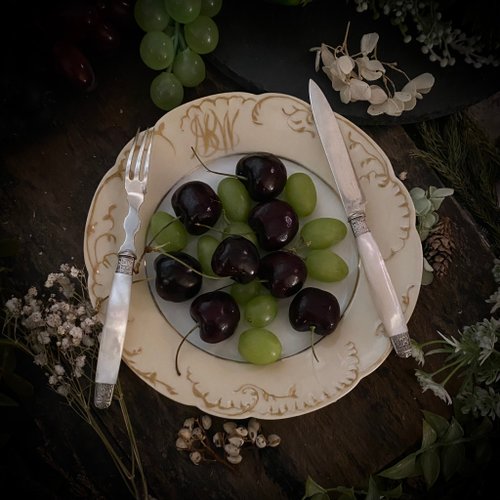 フランス ルイ16世様式 マザーオブパールハンドル 純銀製フルーツ