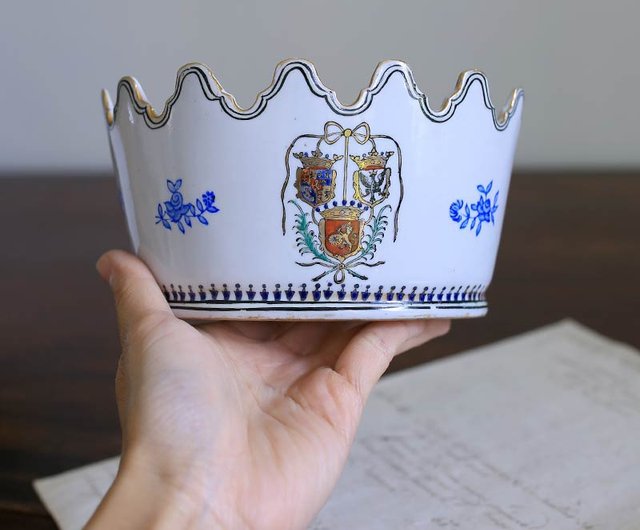 台湾 【フランス 19世紀 アンティーク 紋章 王冠 陶器 器