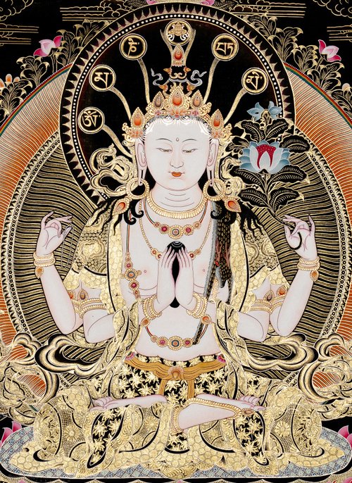 送料無料 50%OFF】ネパール チベット仏教の観音菩薩タンカ絵画 Boudha