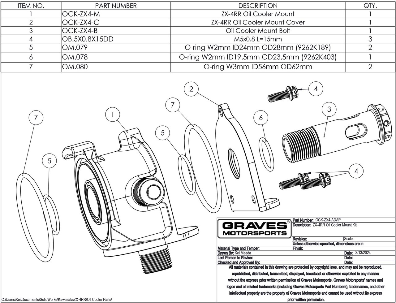 Kawasaki ZX-4RR ZX-4R Oil Adapter Mount