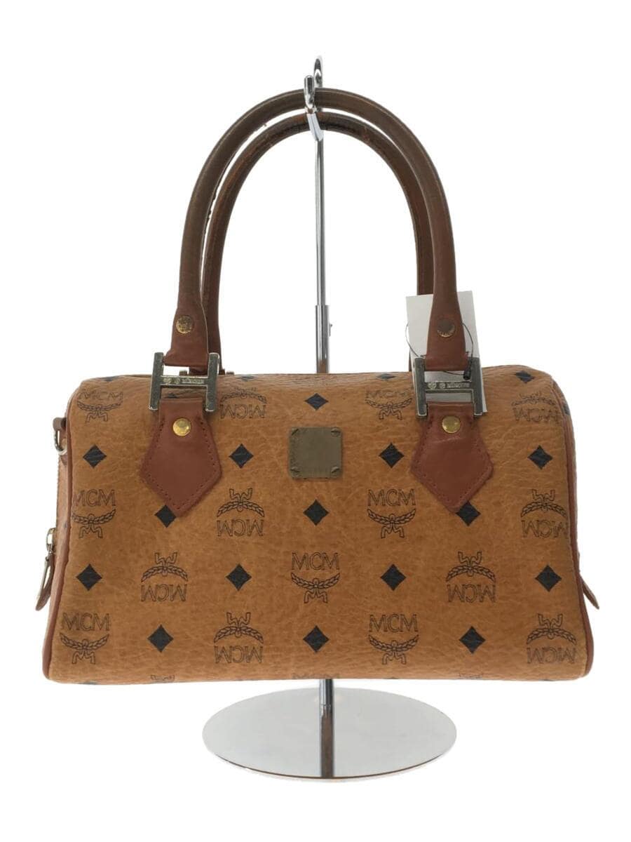 MCM◇ボストンバッグ/レザー/BRW/総柄 MCM◇ミニ⁄ボストンバッグ⁄レザー