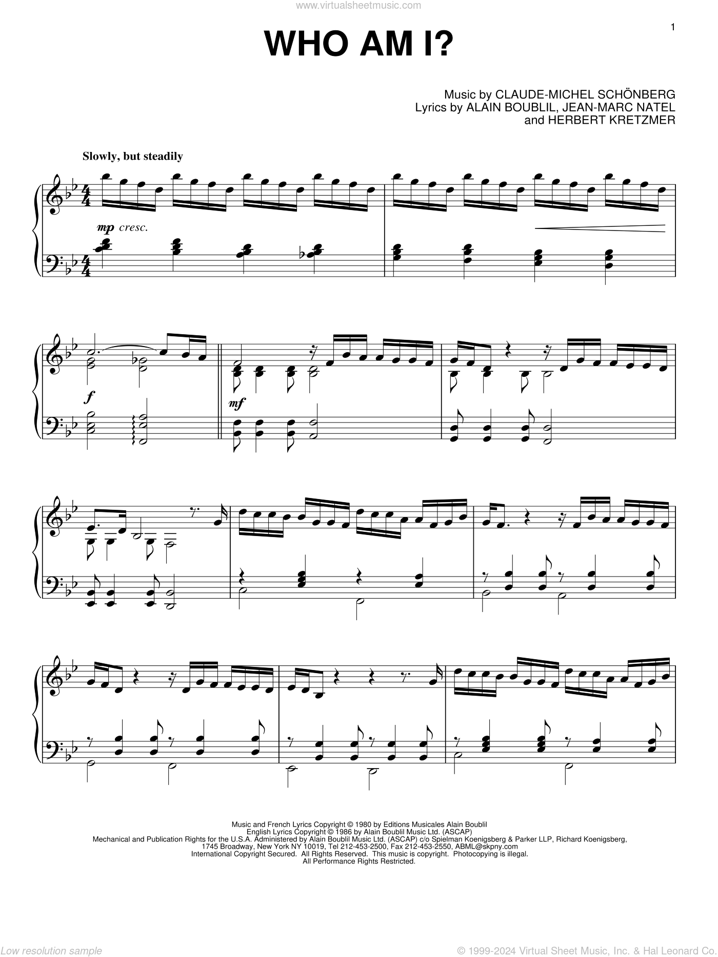 Who Am I? sheet music for piano solo (PDF-interactive)