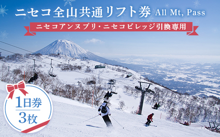 ニセコ全山共通リフト券（All Mt.Pass）1日券（3枚）ニセコアンヌプリ