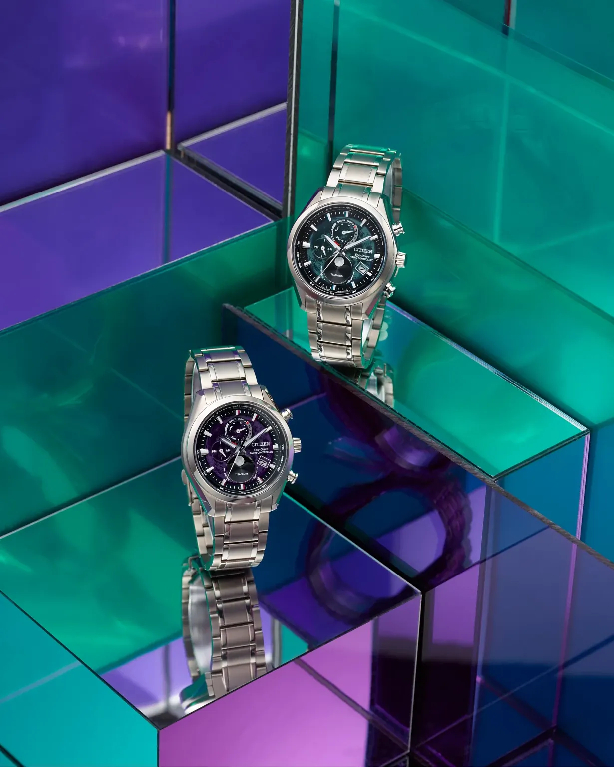 Tsuki-yomi A-T Purple Dial Super Titanium Bracelet BY1010-81Z