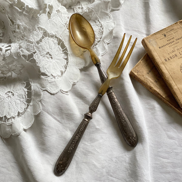 フランス／H.Soufflot】純銀／フォーク＆スプーン 2セット フランス