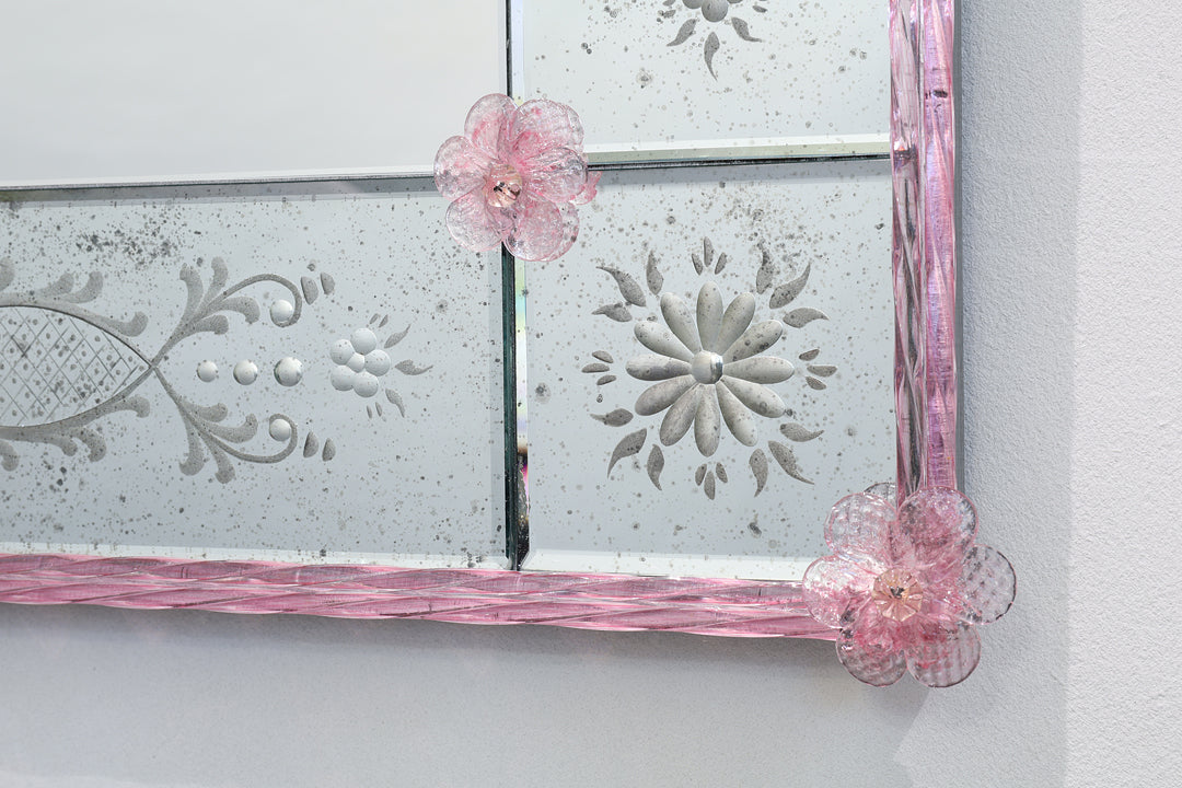 ムラーノガラス（ベネチアングラス）鏡「ローザフレーム」 – chisa