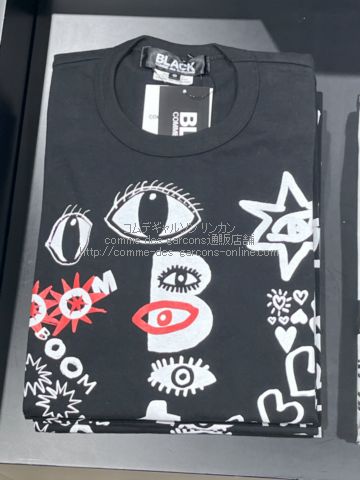 ブラック コムデギャルソンフィリップパゴウスキープリント-A-Tシャツ