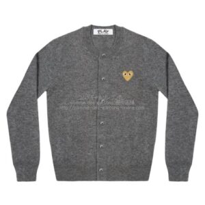 プレイ コムデギャルソン Vネック ゴールドハート カーディガン グレー