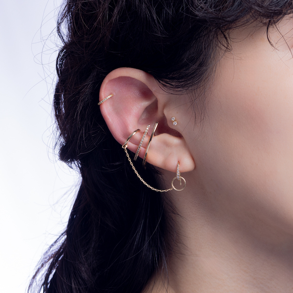 K18 MANHATTAN ダイヤモンド フープ ピアス M サイズ