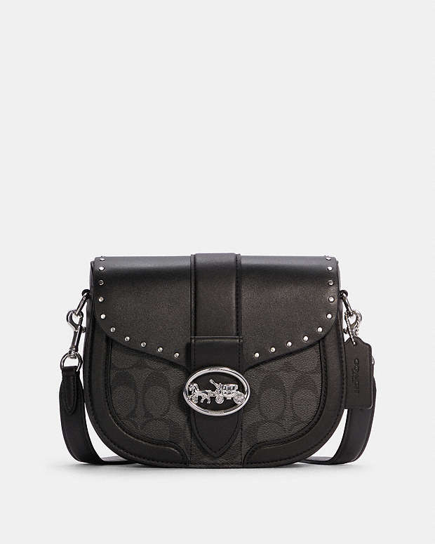 ジョージー サドル バッグ カラーブロック シグネチャー キャンバス