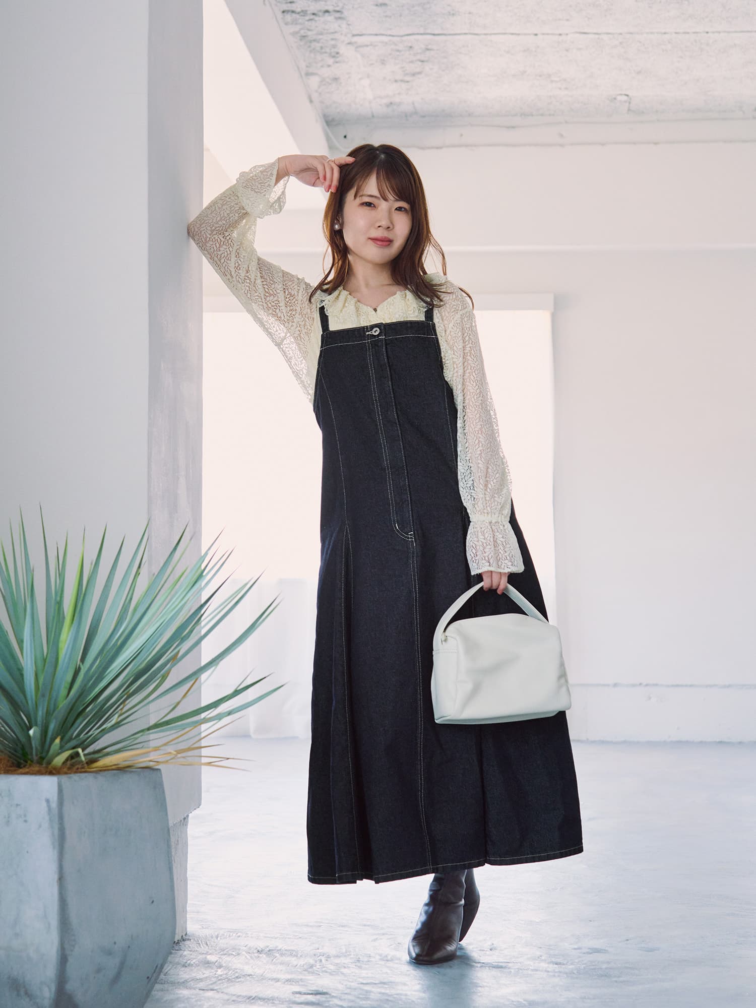 マチフレアデニムジャンパースカート-short & regular | 小柄・低身長