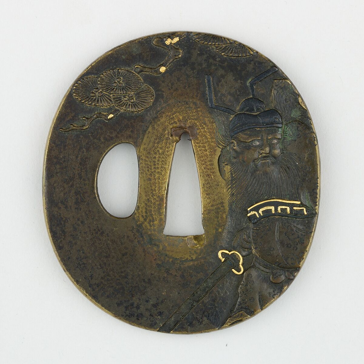 Sword Guard (Tsuba) Depicting Shōki the Demon Queller (鬼鍾馗図鐔