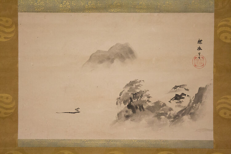 Kano School - Blackbird on Wave-Swept Rock - Japan - Edo period