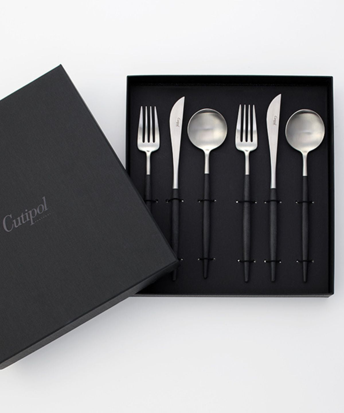 Cutipol GOA ブラックシルバー ディナー6本セットギフトボックス入り