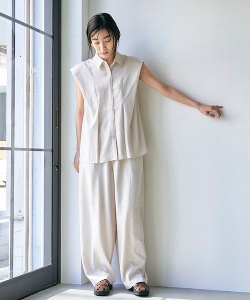 ワッシャーカルゼ タックブラウス