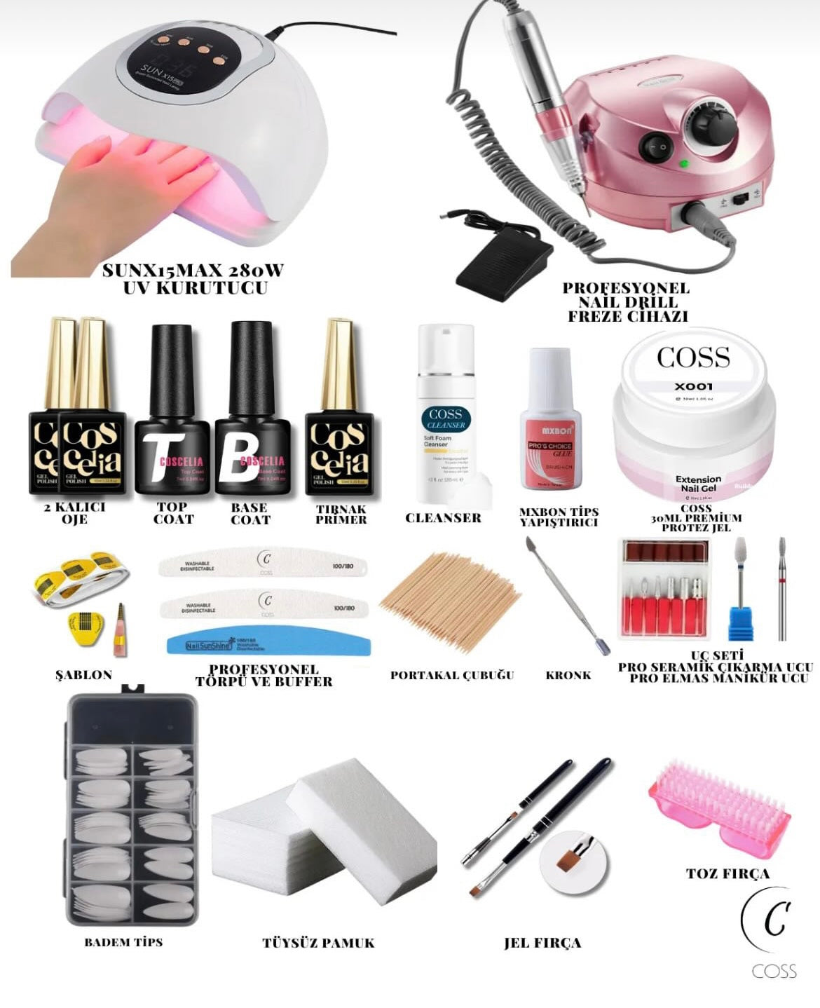 23 Parça Profesyonel Protez Tırnak Seti | Coss Kozmetik - Coss