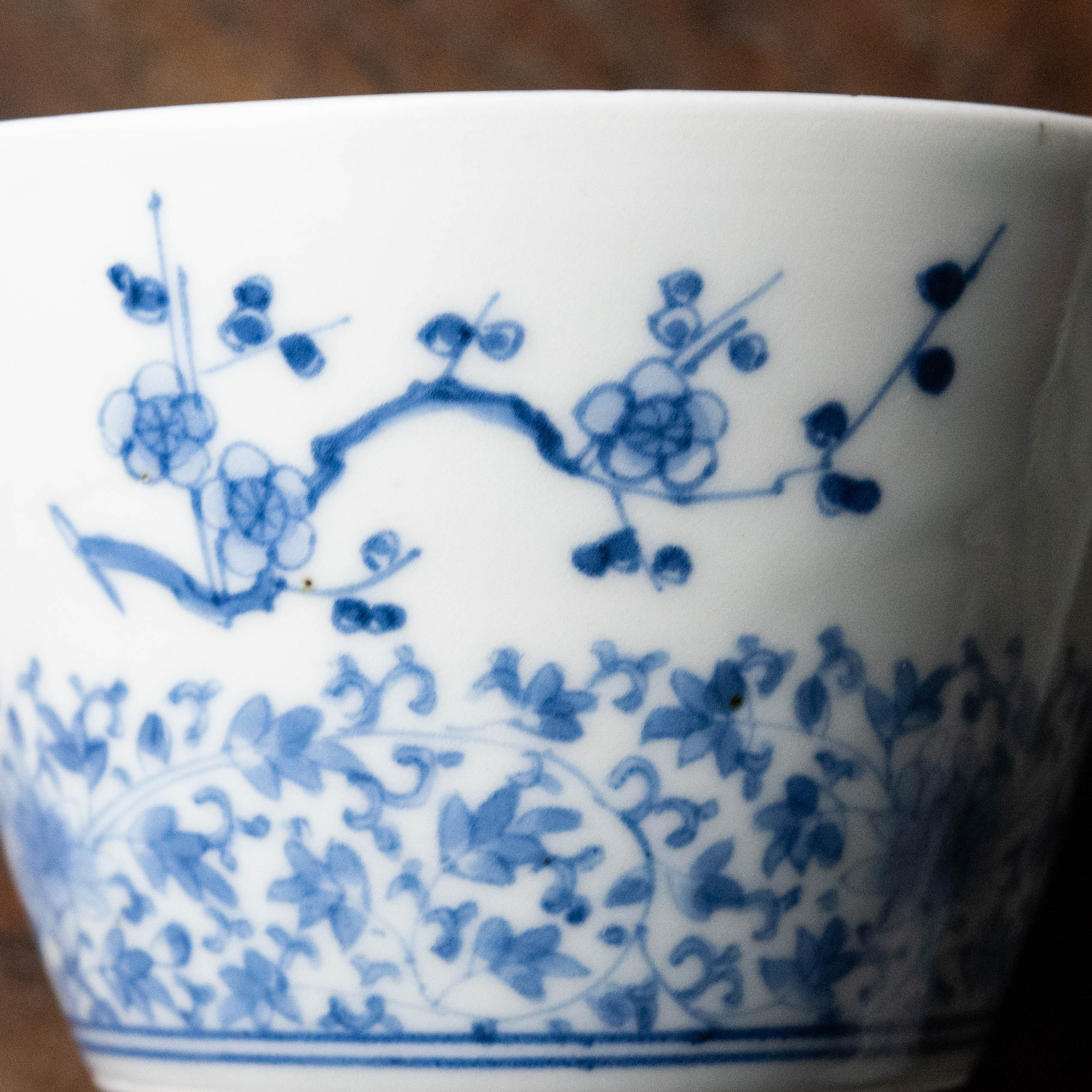 575 藍柿右衛門手染付柏文様蕎麦猪口 江戸前期 575 藍柿右衛門手染付柏