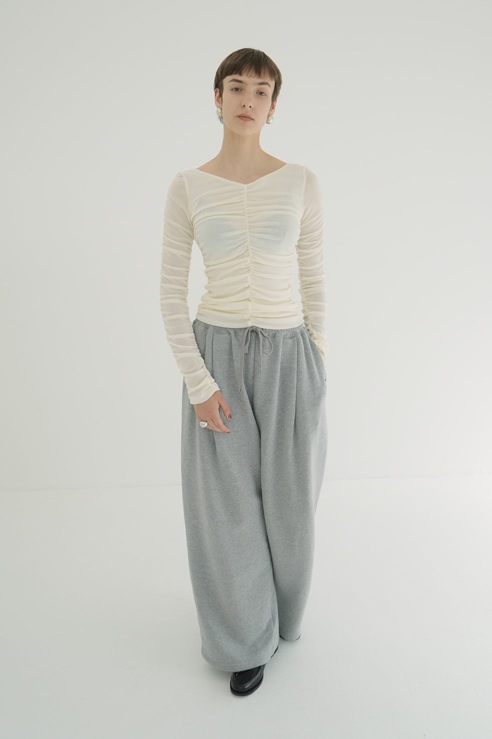 W TULLE SHIRRING TOPS｜TOPS(トップス)｜CLANE OFFICIAL ONLINE STORE