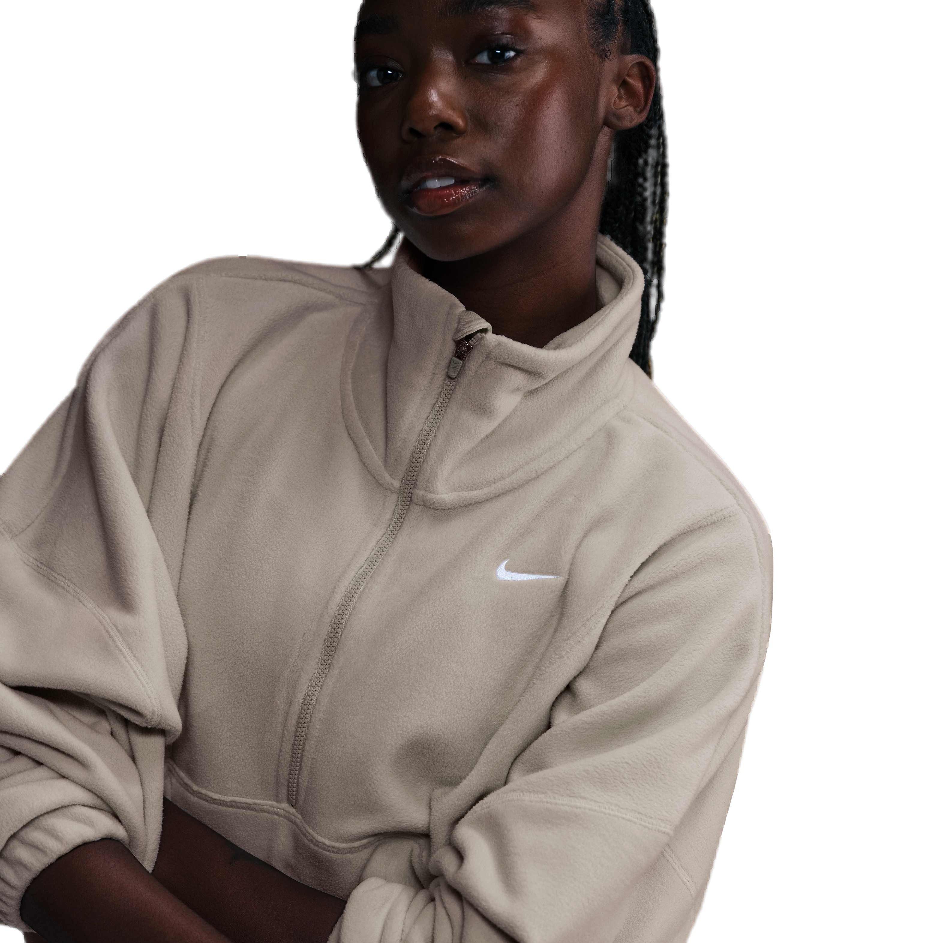 Nike One Therma-FIT Women's Fleece High Neck Top - Beige