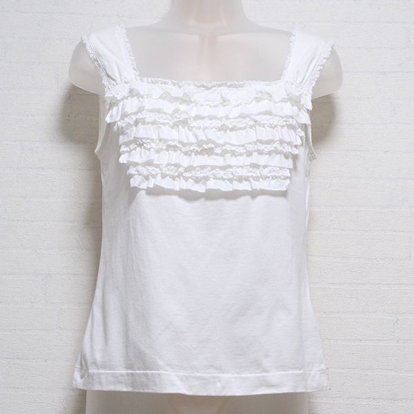 白フリル&レースカットソーキャミソール【11号】 - ピンクハウス通販