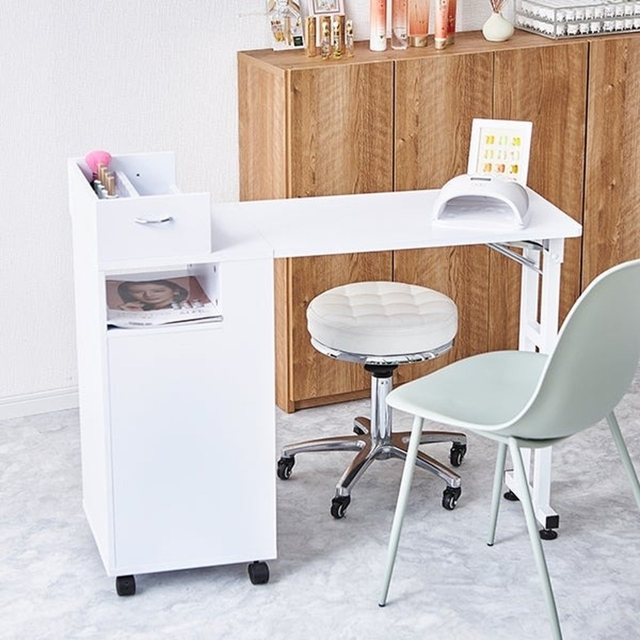 エトゥベラ] 折りたたみ ネイルテーブル MO1 木目ナチュラルブラウン