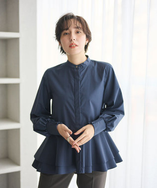 シワになりにくい/洗濯機可能】ダブルフリルヘムシャツ / #Newans