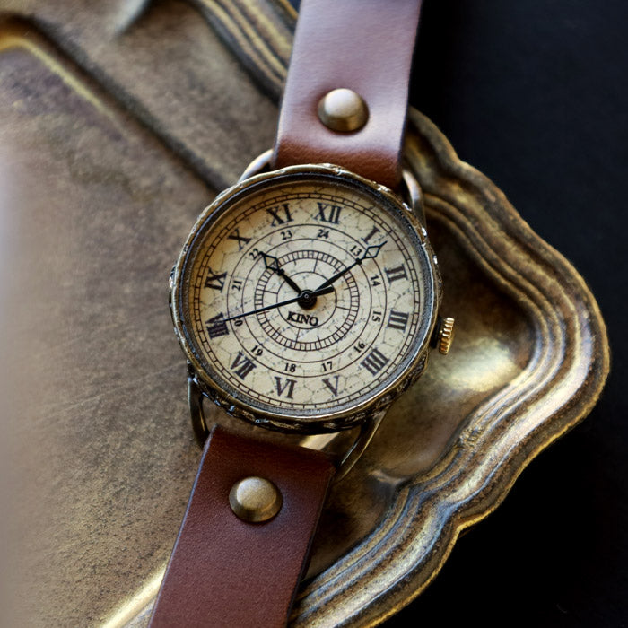 KINO(キノ) 手作り腕時計 クラック アンティーク ローマ数字 Mサイズ