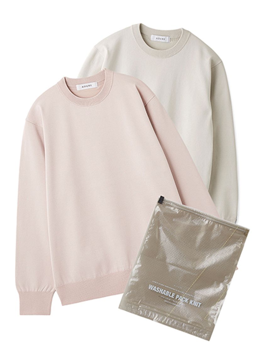 A PACK】WASHABLE PACK KNIT(2枚組) クルーネック(ニット)｜トップス