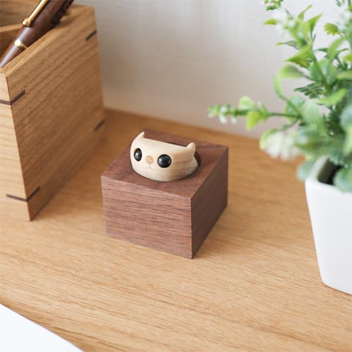 旭川クラフト 工房かわせみ 箱入りモモンガ 国産クラフト 木製 小物