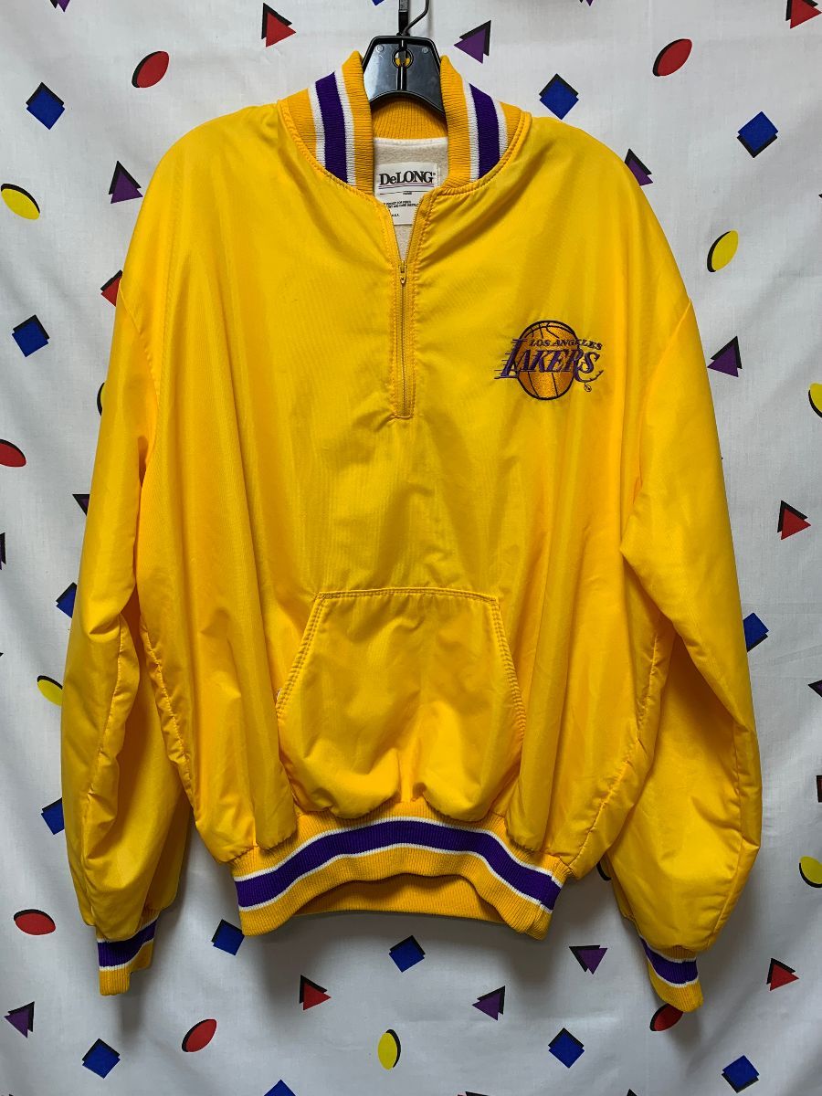 Nba Los Angeles Lakers Quarter Zip Pullover Satin Jacket With