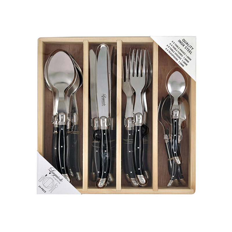 Laguiole Etiquette 24 piece Cutlery Set Marble Black - DCI
