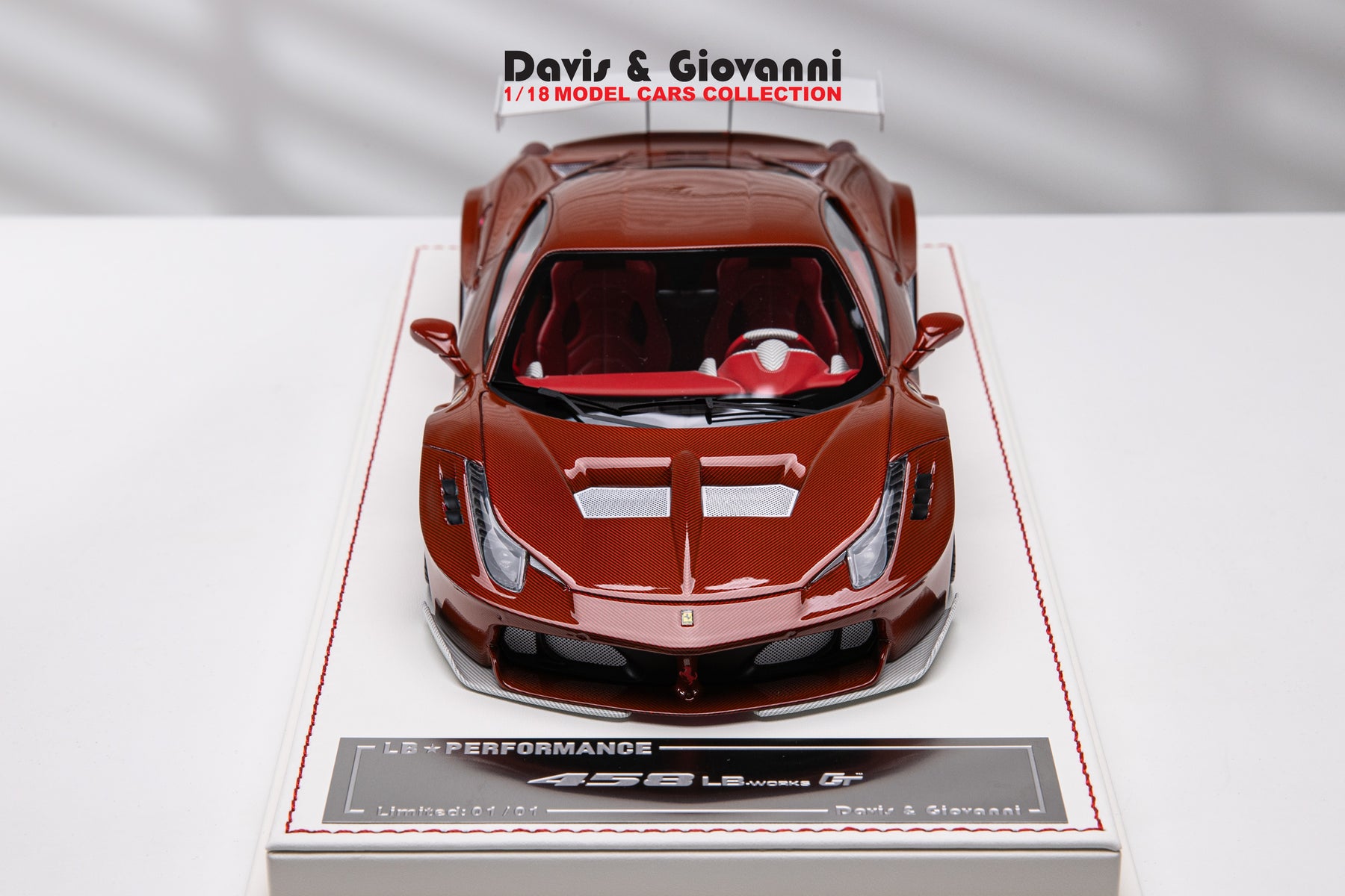 Ferrari 458 GT LBWK (Red/white Carbon) [Davis & Giovanni] 1/18 scale 1