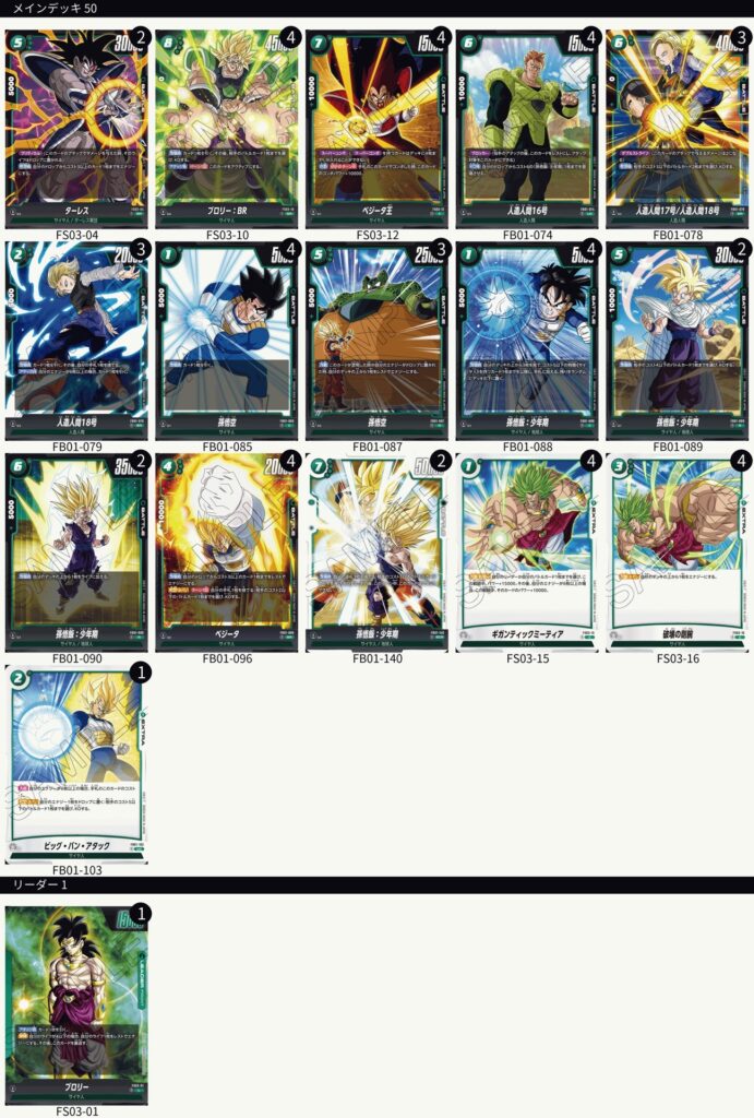 シーズン1】アルティメットバトル優勝リーダー[ブロリー]デッキ紹介