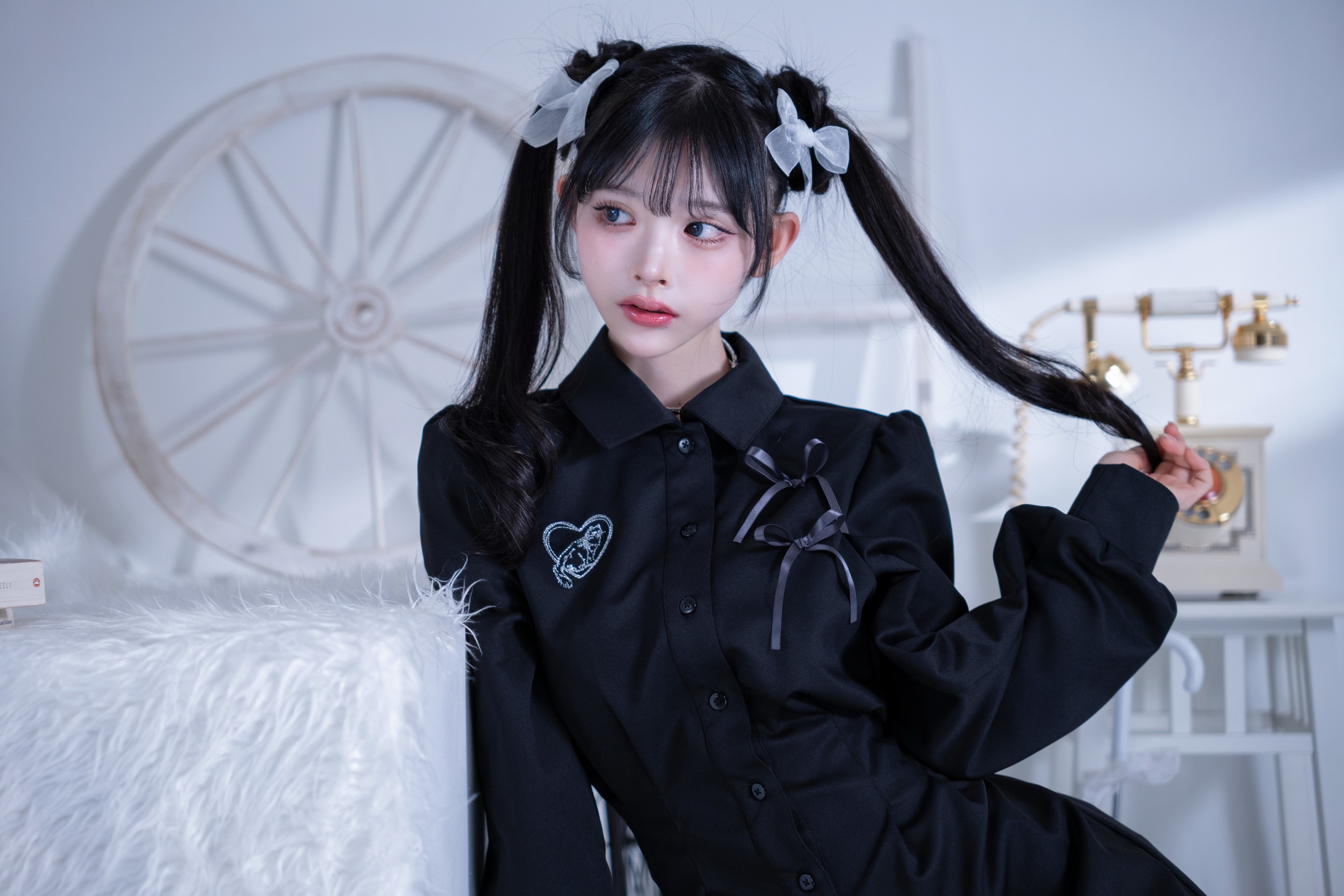 doll cat shirt onepiece black