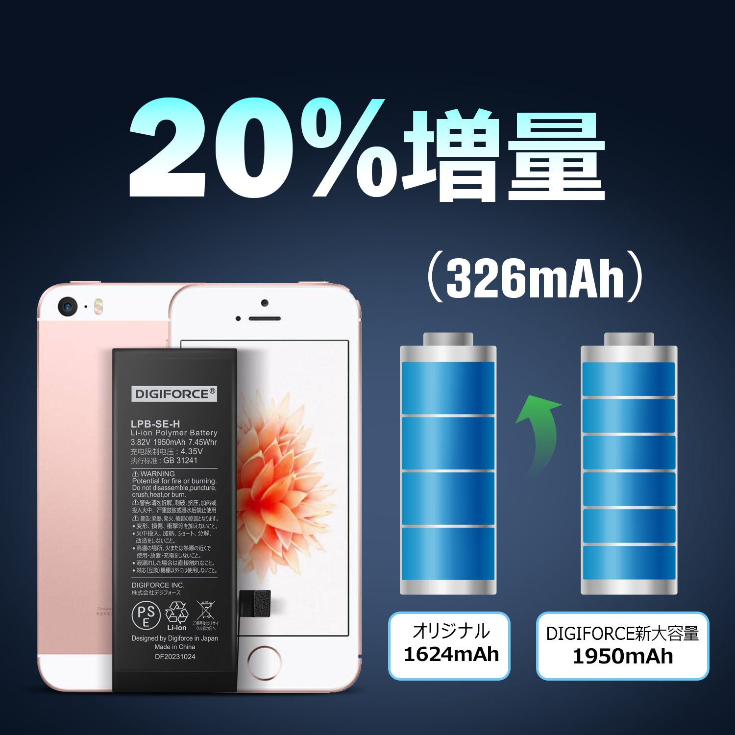 iPhone SE】大容量互換バッテリー 1950mAh S-IPSEH – DIGIFORCE